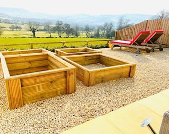 DELUXE RAISED BED vegetable garden planter tanalised decking 3ft 4ft 120cm 90cm