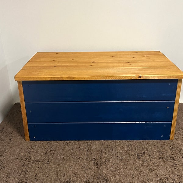 country style ottoman shoe storage box seat bench chest navy ink blue pine oak solid wood