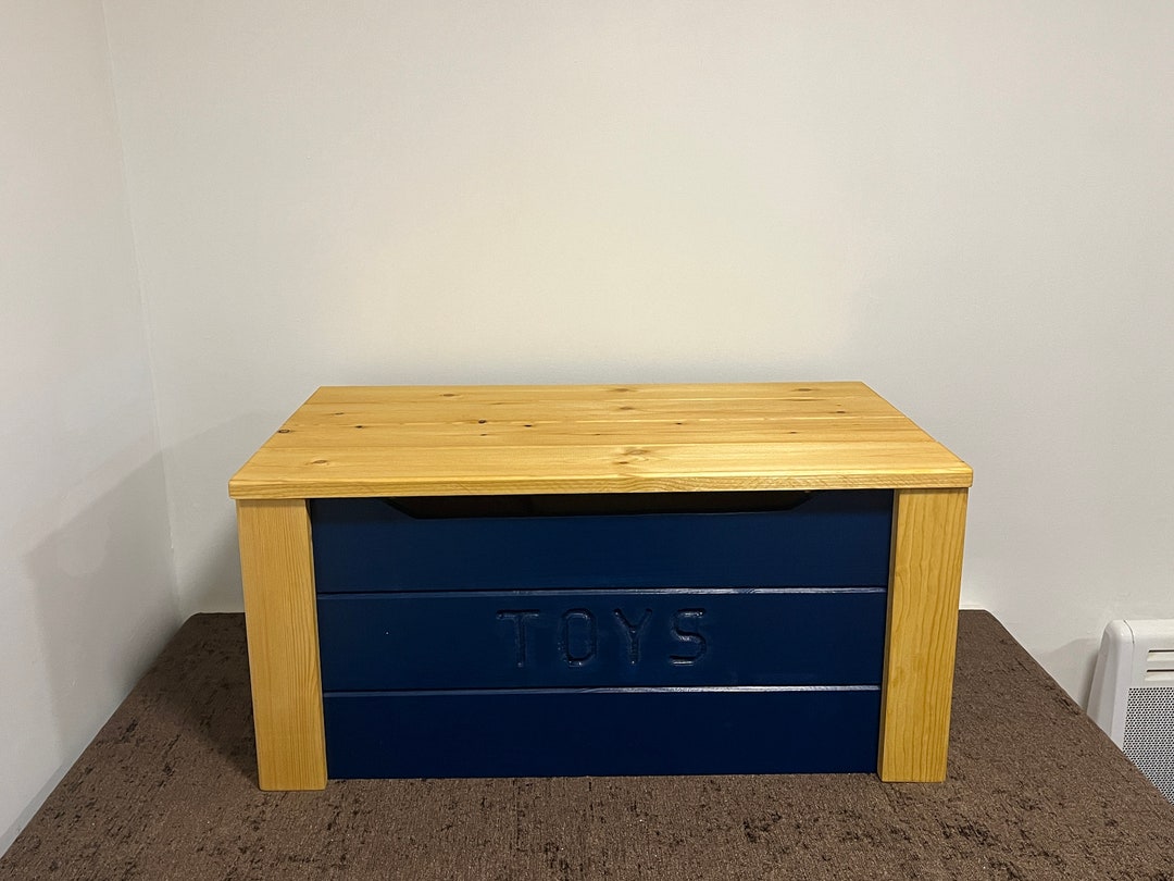 PREMIUM Personalised Toy Box Real Solid Wood Not Mdf DARK BLUE Etsy