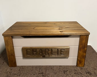 Personalized Solid Wood Toy Box: Engraved Pine Keepsake