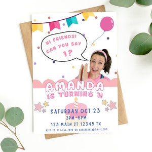 Invitación de la Sra. Rachel, invitación a una fiesta, invitación digital personalizable para una fiesta, plantilla imprimible digital personalizada para cumpleaños de niños, Canva