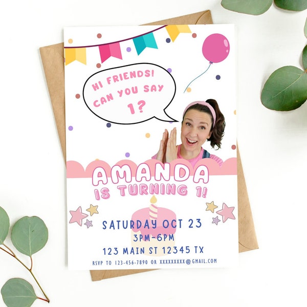 Ms. Rachel Invitation, Party Invitation Customizable Digital Party Invite - Personalised Digital Kids Birthday Printable Template, Canva