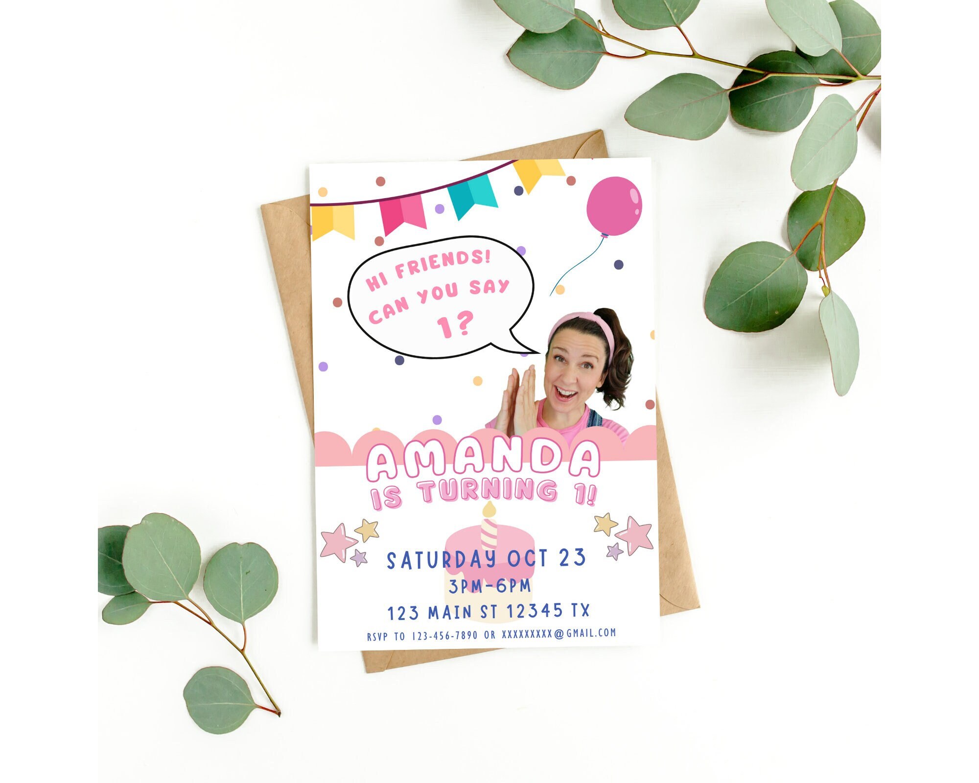 Ms. Rachel Invitation, Party Invitation Customizable Digital Party