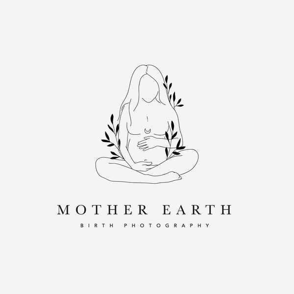 Premade Logo, Hand Drawn Logo, Line Art Logo, Mother and Baby Logo, Mother Earth Logo, Birth Photography, Breastfeeding, Doula Midwife Logo