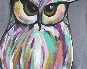 Acrylic Owl Painting Etsy