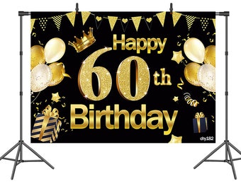 60th Birthday Photography Backdrop,Levoo Photography Prop,60th Birthday Party Supplies Decorations