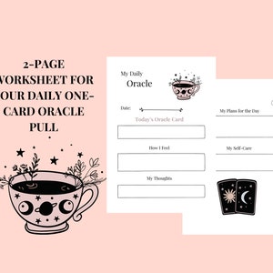 Daily Oracle Worksheet Printable PDF | Daily One-Card Pull Worksheet | Oracle Card or Tarot Journal Pages | Oracle Cards | Tarot Journal