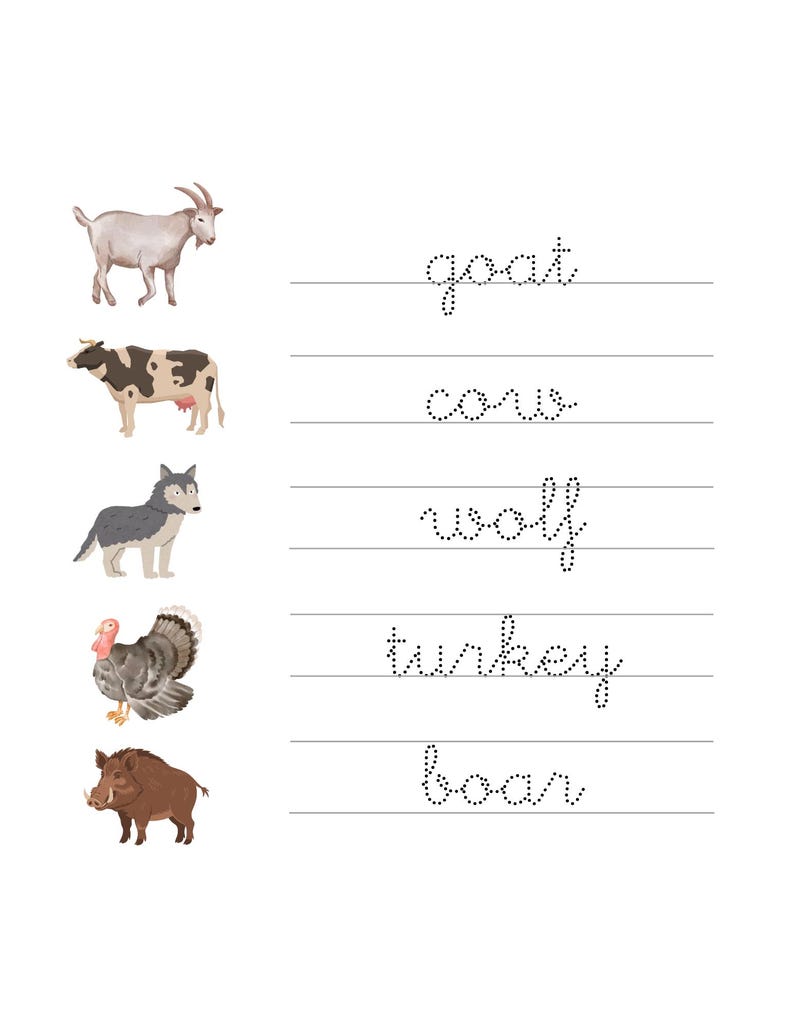 CURSIVE Writing Practice PRINTABLE Sheets for Kids | 24 PAGES | Trace ...