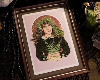 Fine Art Print "Fern Witch" with Vintage Frame