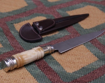 Argentine Gaucho Facón Knife | Bone Handle | Hand-forged Steel | Genuine Leather Sheath