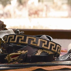Gaucho Polo Belt | Embroidered | Argentine Leather Belt Unisex | Greek