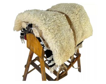 COMPLETE handmade Traditional Argentine Gaucho horse Saddle with Stirrups | Rawhide raw leather | Authentic