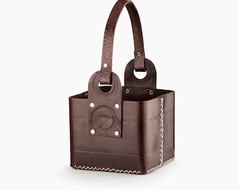 Leather Matera Basket | Argentine Mate Carrier | Handcrafted Full-Grain | Buenos Aires