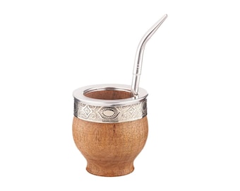 Original Wooden IMPERIAL Mate Cup | Yerba Mate Gourd Cup Argentina Handmade Gift| Mate Bombilla Algarrobo