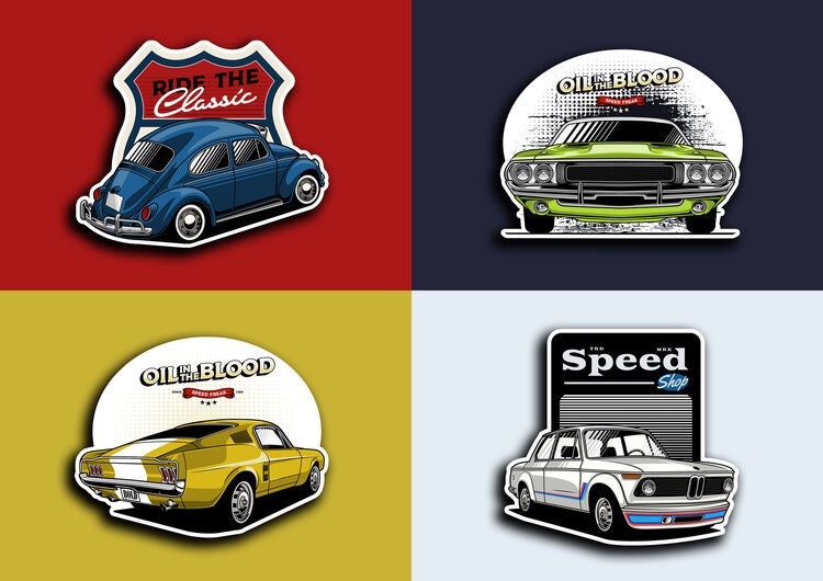 Old School Retro Classic Car Muscle Car Gifts For' Sticker