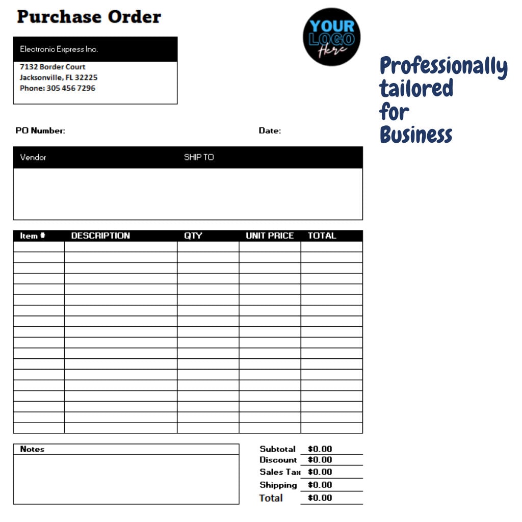 Purchase Order Template: Excel PO Generator (digital Download) - Etsy