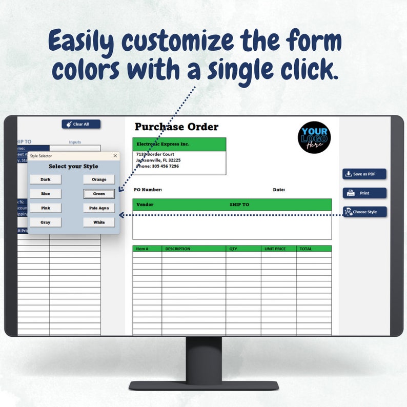Purchase Order Template: Excel PO Generator (digital Download) - Etsy