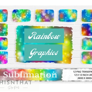 Bright Rainbow Design Graphics Sublimation Bundle - PNG - Digital Download