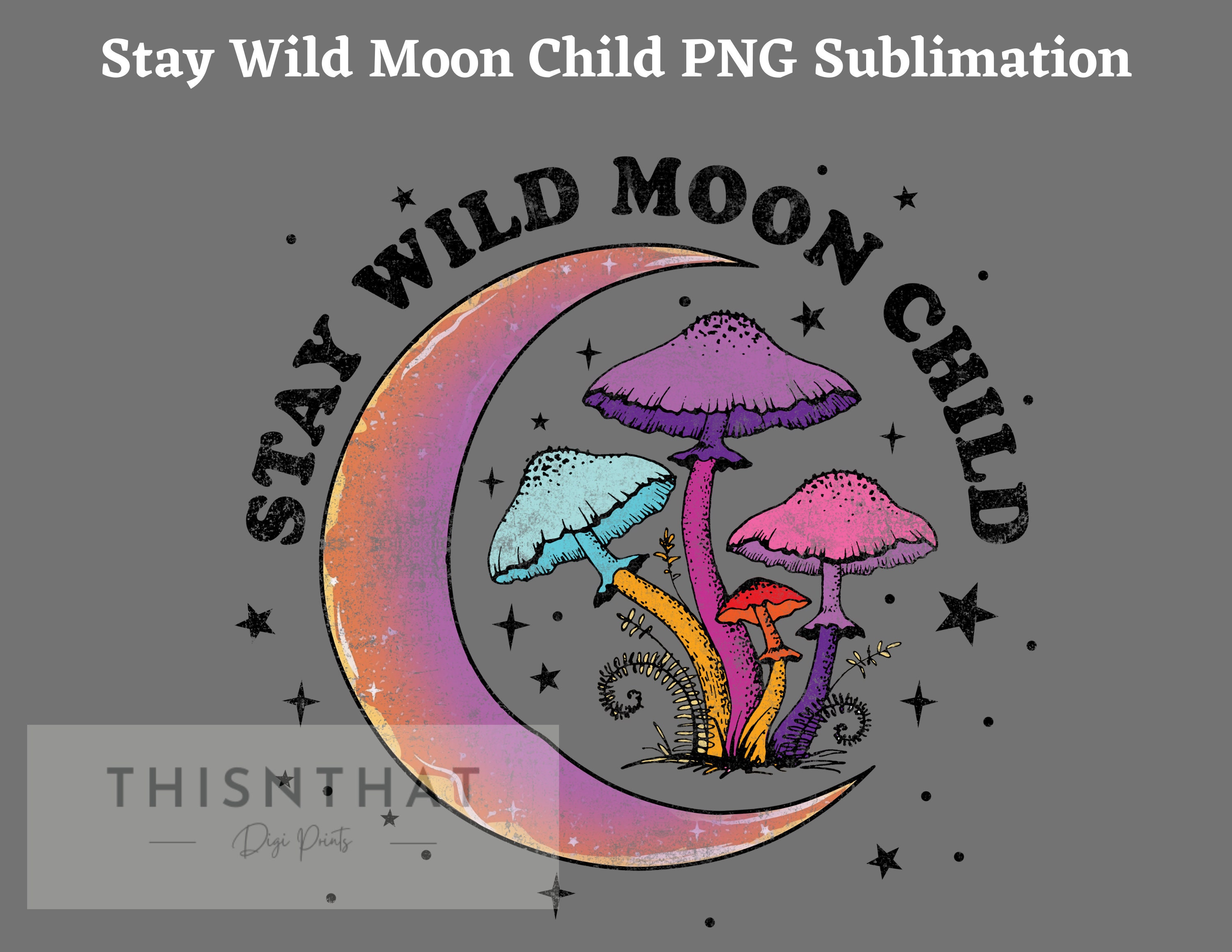 Area Rug in Mid Century Modern Mushrooms Stay Wild Moon Child
