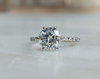 Moissanite Cross Over Band Accent Round Cut Blue Sapphire Band 925 Silver14k White Gold Eternity Band Anniversary Gift for Wife