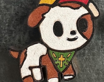 Hand Painted Wooden Santino Figure Fridge Magnet: Vatican Jubilee 2025