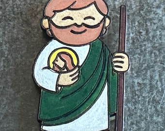 Hand-Painted St. Jude Magnet – Patron of Hopeless Causes | Cartoon Flat Style on Wood