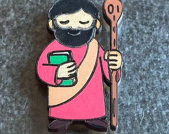 Hand-Painted Saint James Magnet – Cartoon Style, Catholic Gift