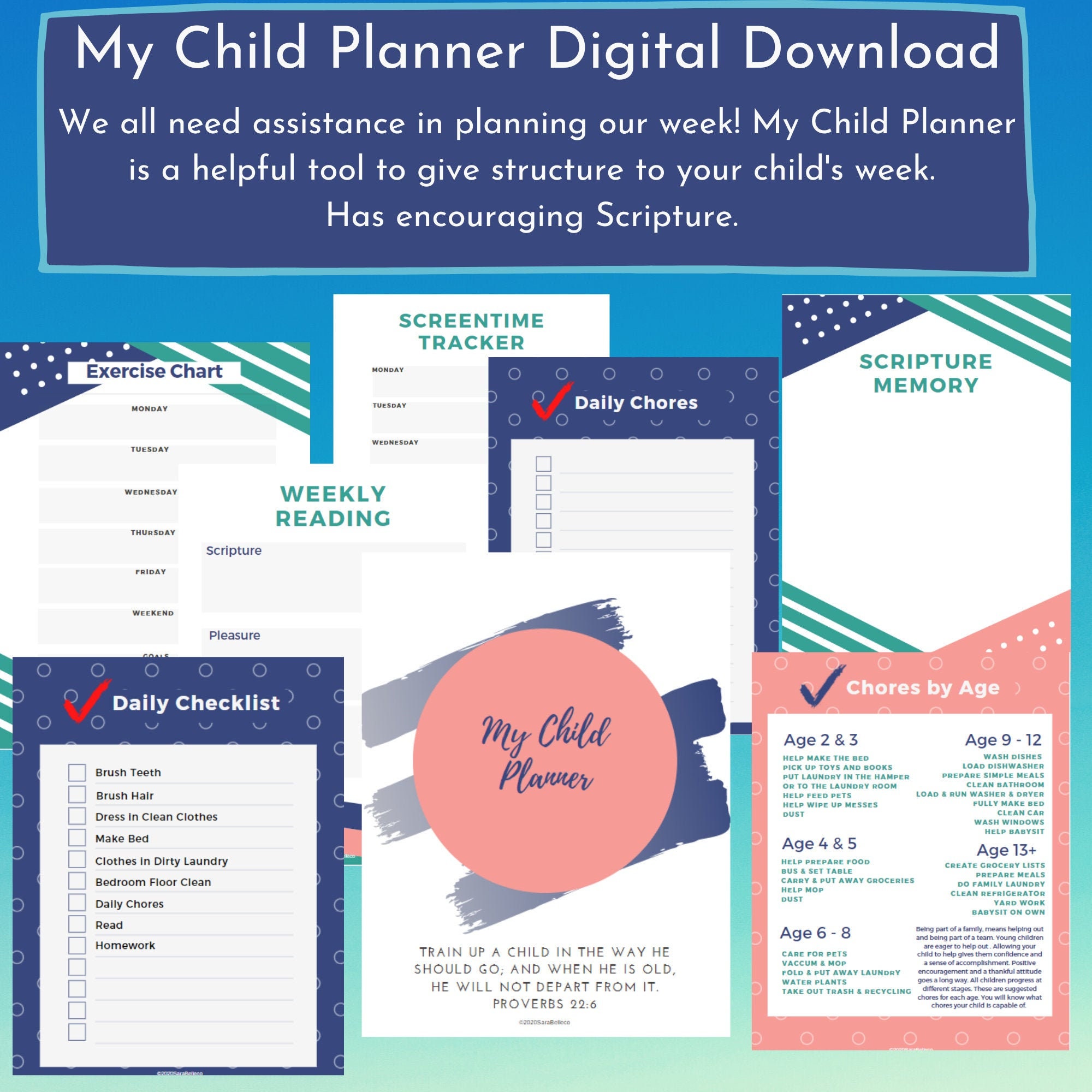 Digital Download My Child Planner Organization Weekly Chore | Etsy