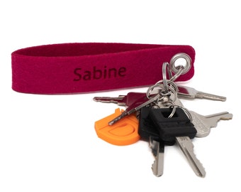 Keychain personalized with name felt different colors laser engraving 2 sides gift key ring