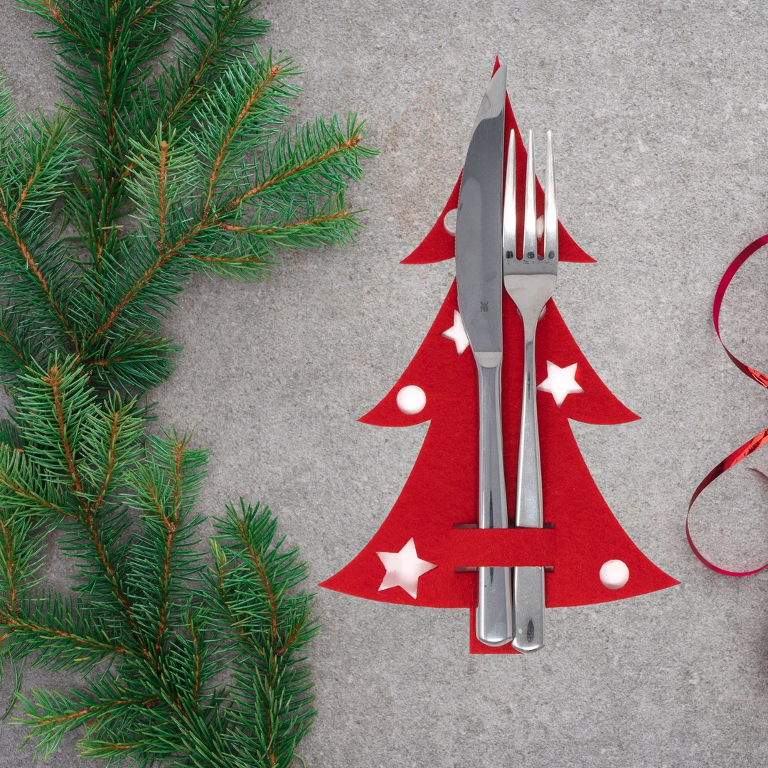 Weihnachtsbaum Filz COLEESON 12 Stück Besteckhalte Produktbild-Vorschau 11