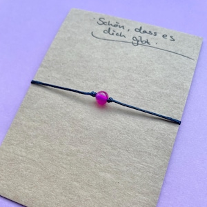 Zartes Makramee Armband Mit Kraftpapierkarte Schwarzblau Achat Pink Verstellbar Schmuck Damen Herren Geburtstag Geschenk Boho Für Sie Ihn