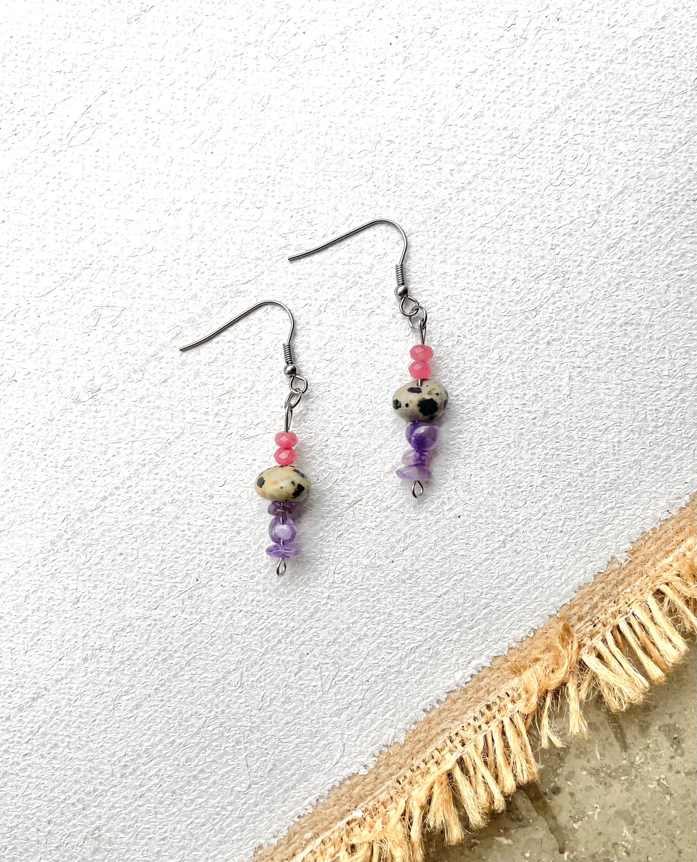 Jaspis Tropfen Ohrringe | Naturstein Schmuck | Chalcedon Ohrhänger | Eleganter Damen Schmuck