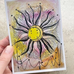 Postkarte SONNE MOND STERNE Illustration Digitaldruck Print Malerei Boho Astrologie A6 Geschenk Geburtstag Muttertag Grußkarte