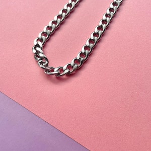 Halskette Gliederkette Panzerkette Breit Edelstahl Silberfarben Unisex Für Ihn Sie Damen Herren L 50cm