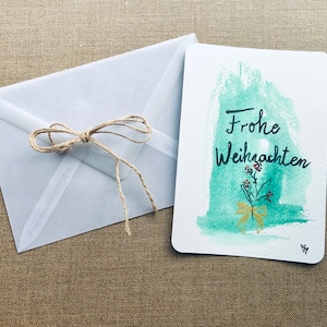 Postkarte mit Umschlag Grußkarte Weihnachtskarte Christmas Frohe Weihnachten Unikat 10,5x14,8cm