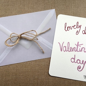 Postkarte mit Umschlag Grußkarte Valentinstag Lovely Day Valentine‘s Day Unikat 10,5x14,8cm
