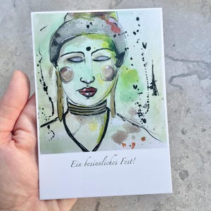 Postkarte Besinnliches Fest Weihnachten Buddhistisch Meditativ Malerei Illustration Kunstdruck Digitaldruck Print A6 Gruß Weihnachtskarte