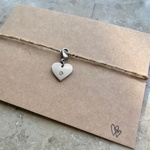 Kleiner Anhänger Charmanhänger Schmuck Edelstahl Herz mit Kraftpapierkarte Geschenkset Idee