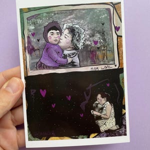 Postkarte MOMLOVE Mama Muttertag Mamaliebe Kunstdruck Digitaldruck Print Abstrakt A6 Weihnachten Geburtstag  Mutter Grußkarte