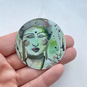 Sticker Aufkleber 1 Stück Buddhistische Figur Meditativ Rund Abstrakt Grün 5x5cm