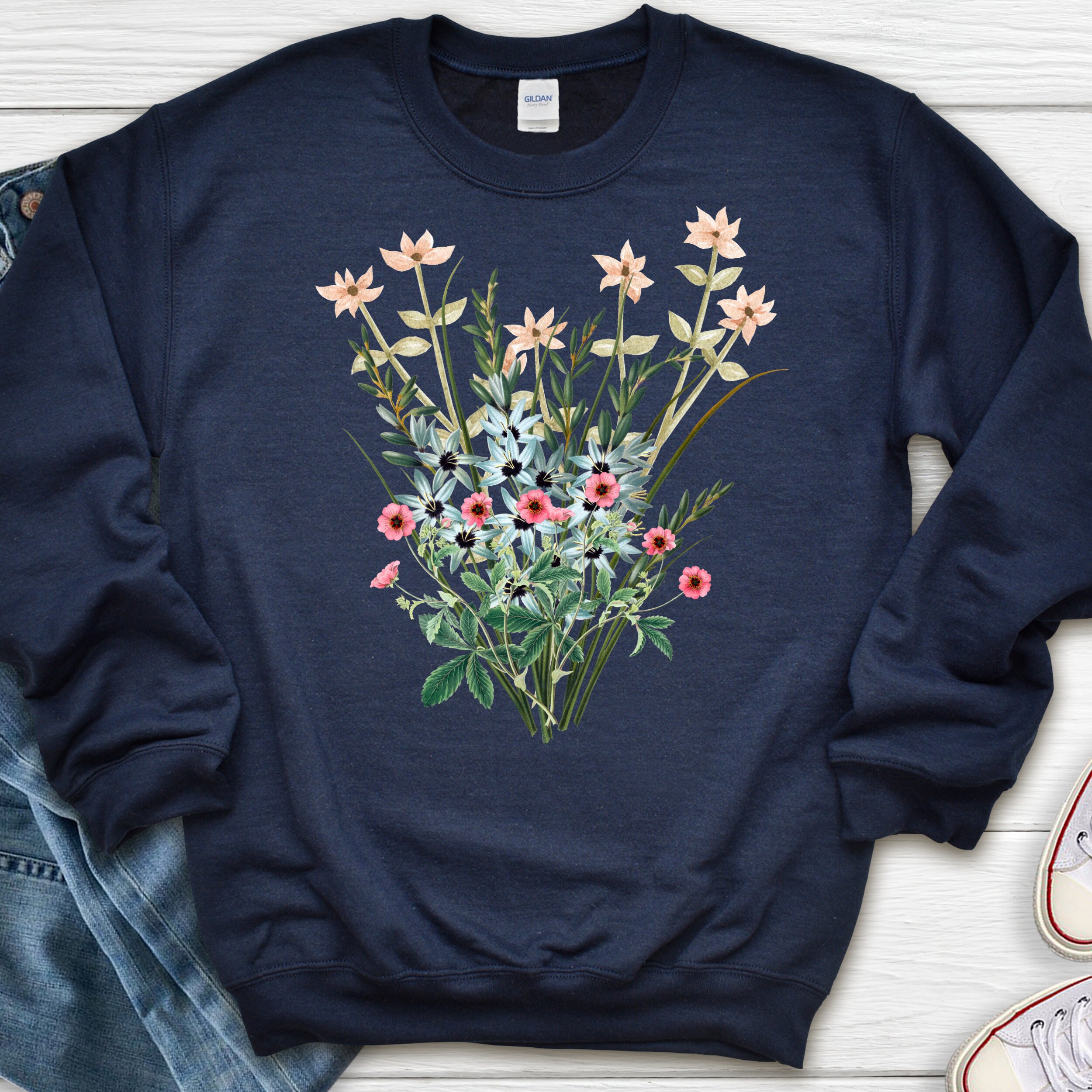 Vintage Cottagecore Sweater Botanical Sweatshirt Crewneck Etsy