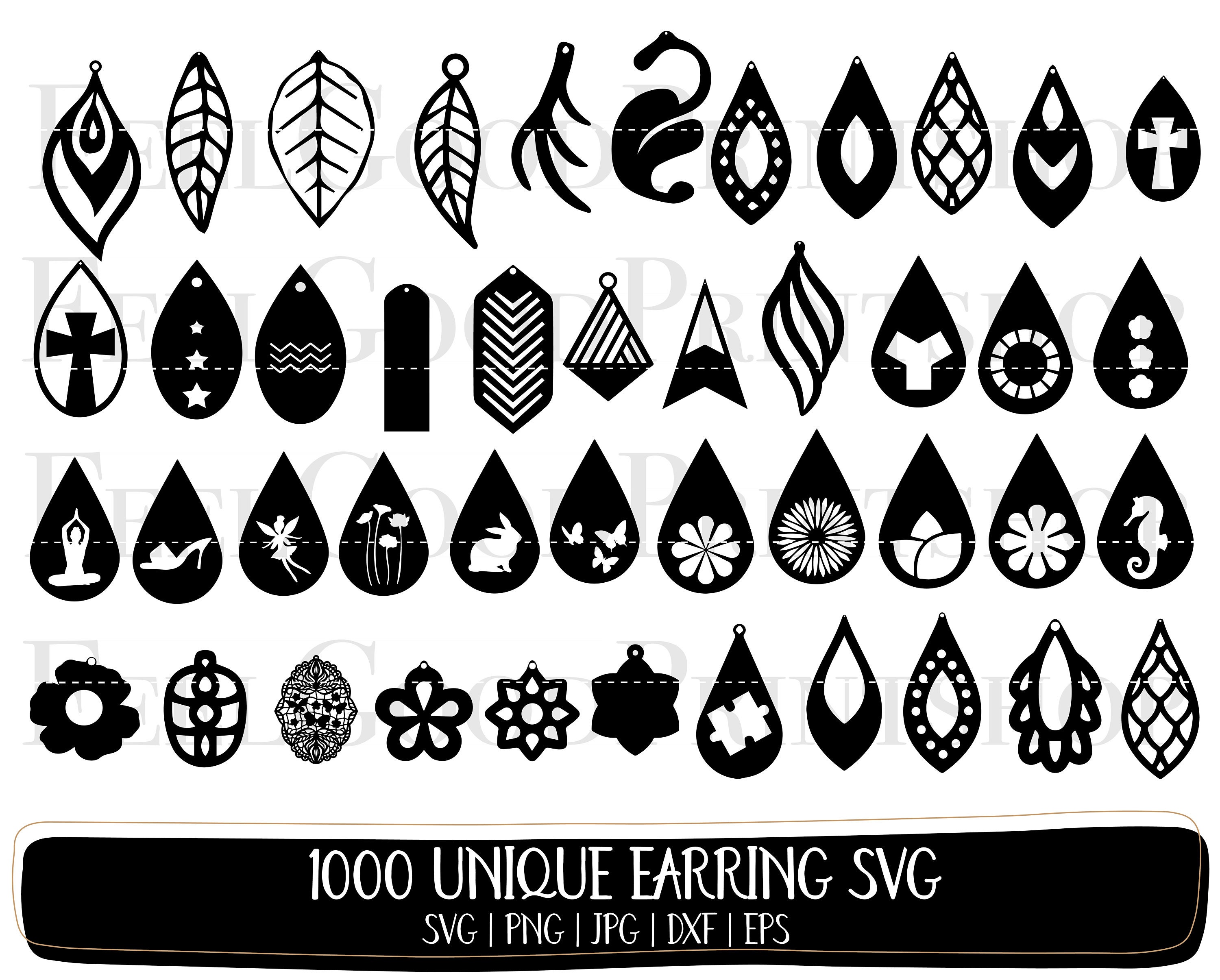 1000 Earrings SVG Bundle Earrings Template SVG Leather Earring | Etsy