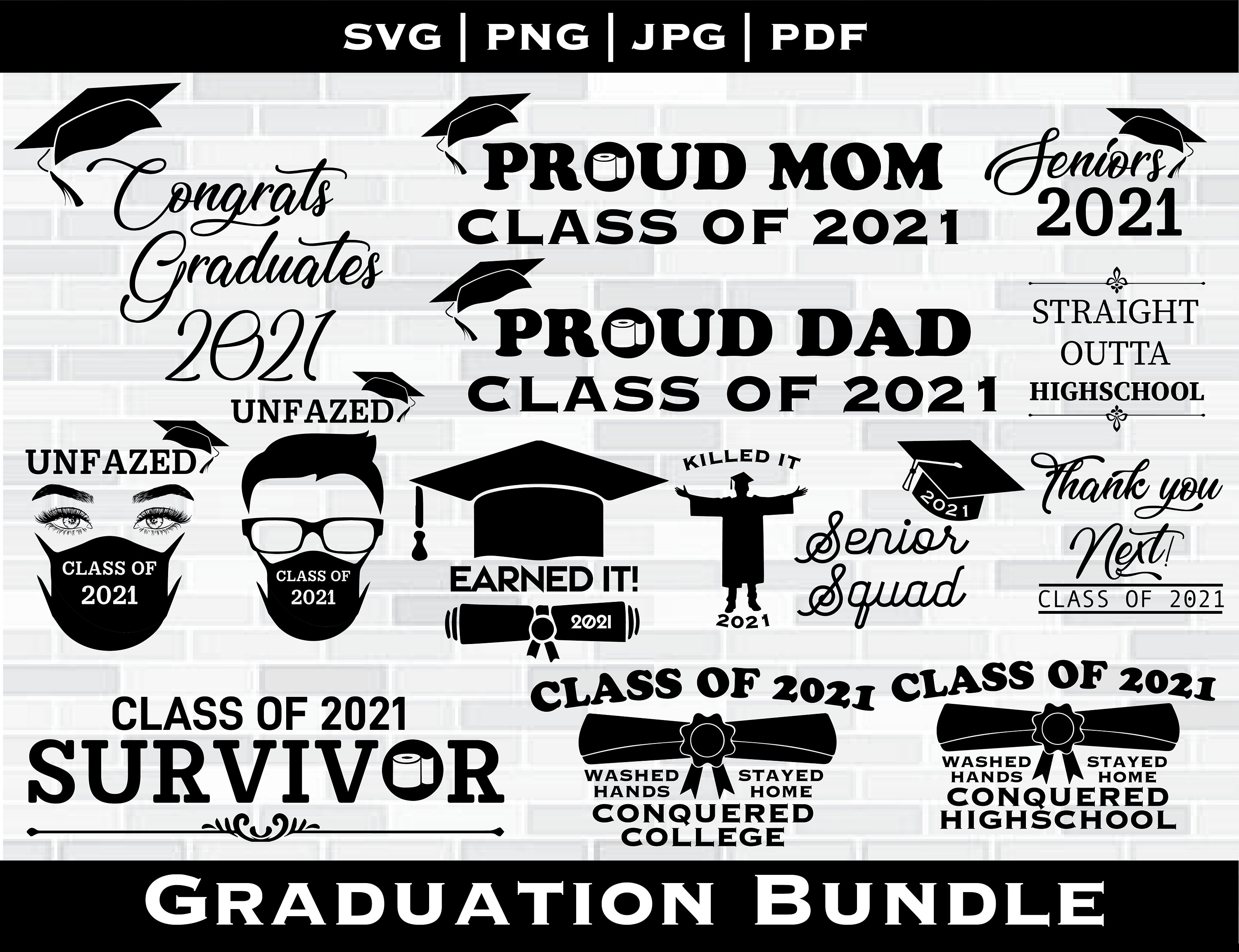 Download Graduation SVG Bundle Class of 2021 SVG Senior 2021 SVG | Etsy