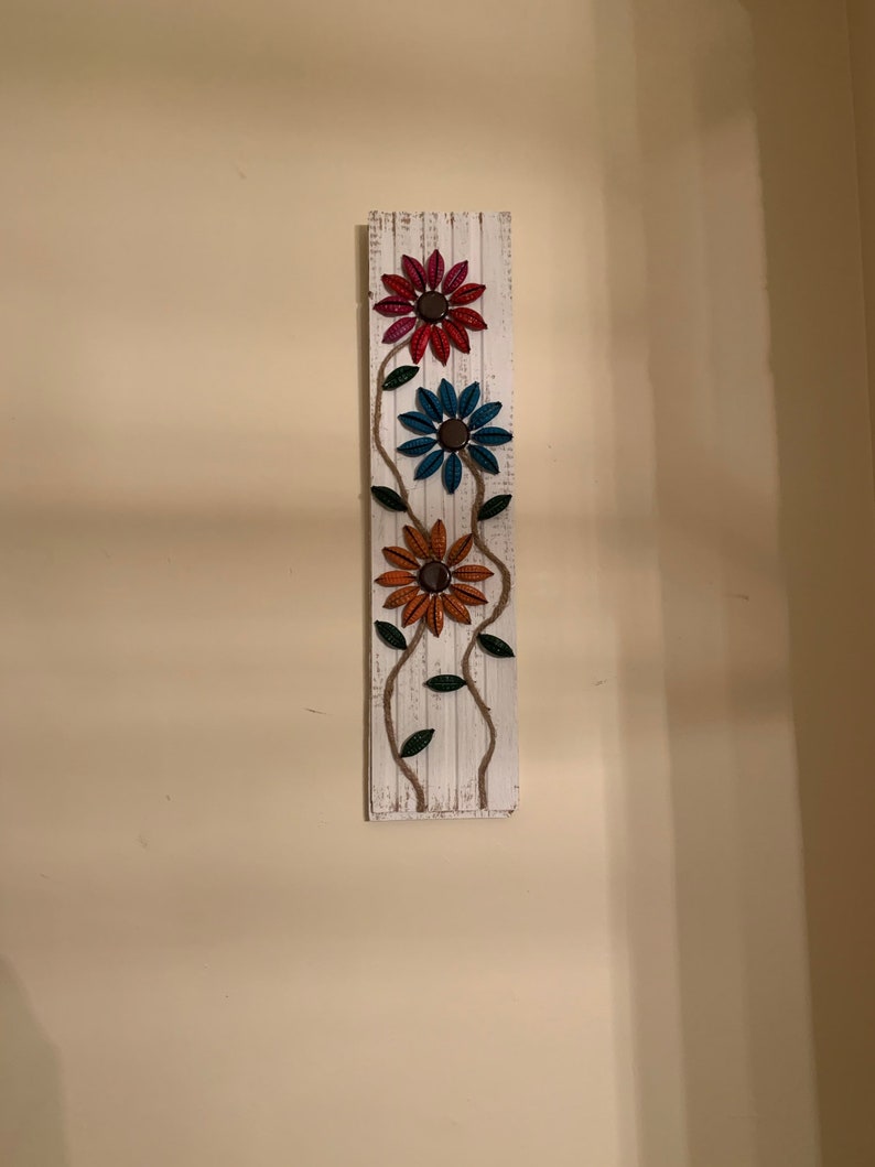Bottle Cap Wall Art Bottle Cap Flowers Gift Ideas Upcycled Wall Wall Etsy