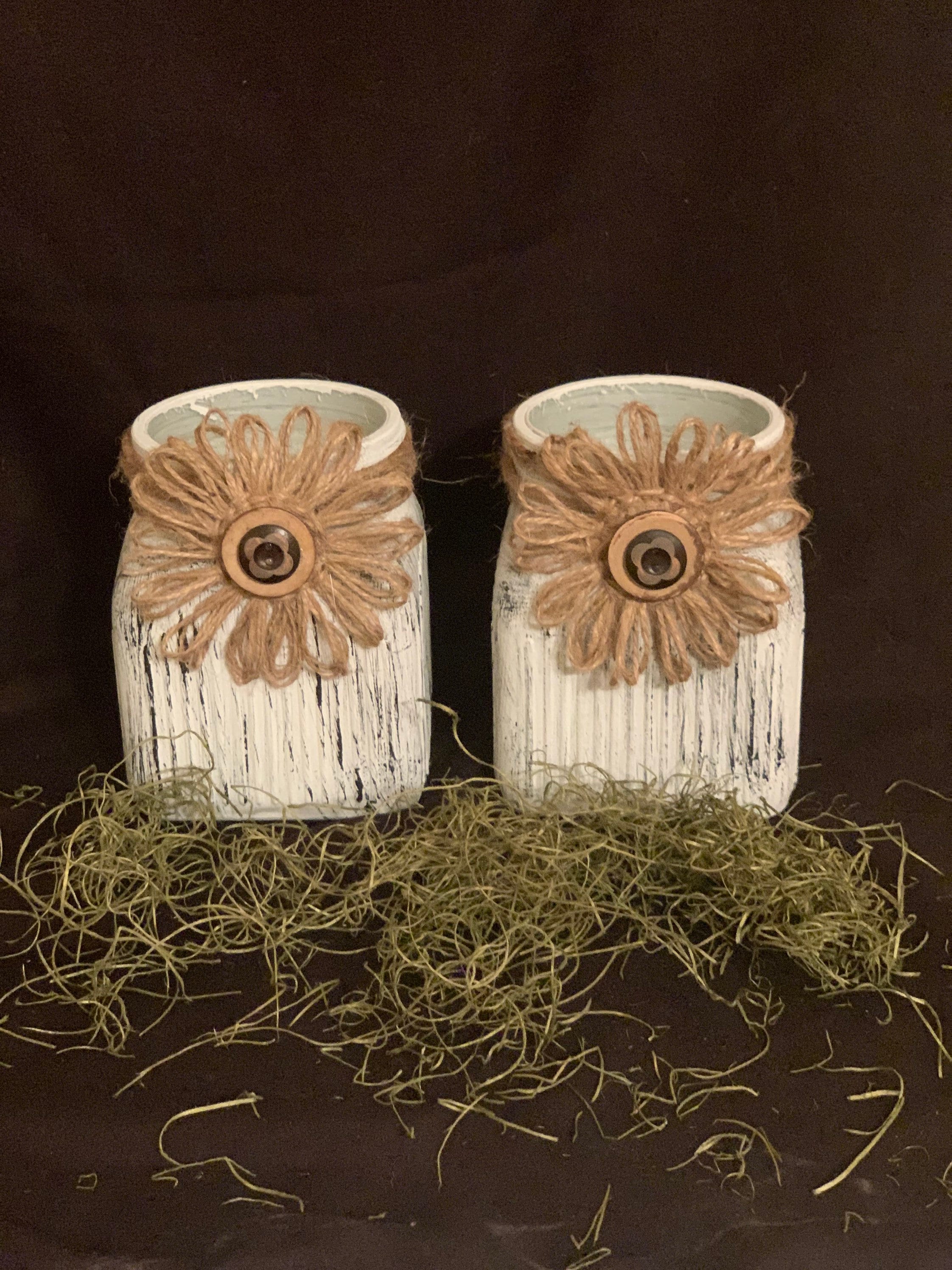 Farmhouse Jars Decor Jar Set of 2 Painted Jar Farmhouse Etsy