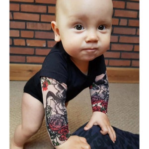 Realistic Tattoo Sleeve Baby Romper image 1
