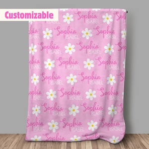 Manta con nombre de niña Daisy, manta de bebé personalizada, manta de bebé personalizada, regalos personalizados para bebé, regalo de bebé, manta de flores, regalo de niña