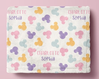 Disney Inspired Personalized Blanket – Custom Baby Name Blanket | Colorful Toddler Gift, Baby Shower Present, Kids Room Decor Keepsake