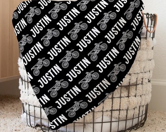 Personalized Motocross Blanket Custom Baby Blanket Custom Name Blanket Personalized Racing Blanket Custom Name Blanket Dirt Bike Blanket