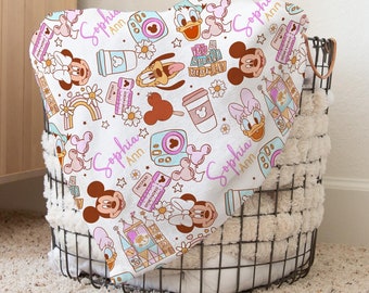 Personalized Disney Blanket Custom Name Blanket Minnie Mouse Blanket Disney Baby Blanket Minnie Blanket Disneyland Blanket Disney Trip Gift